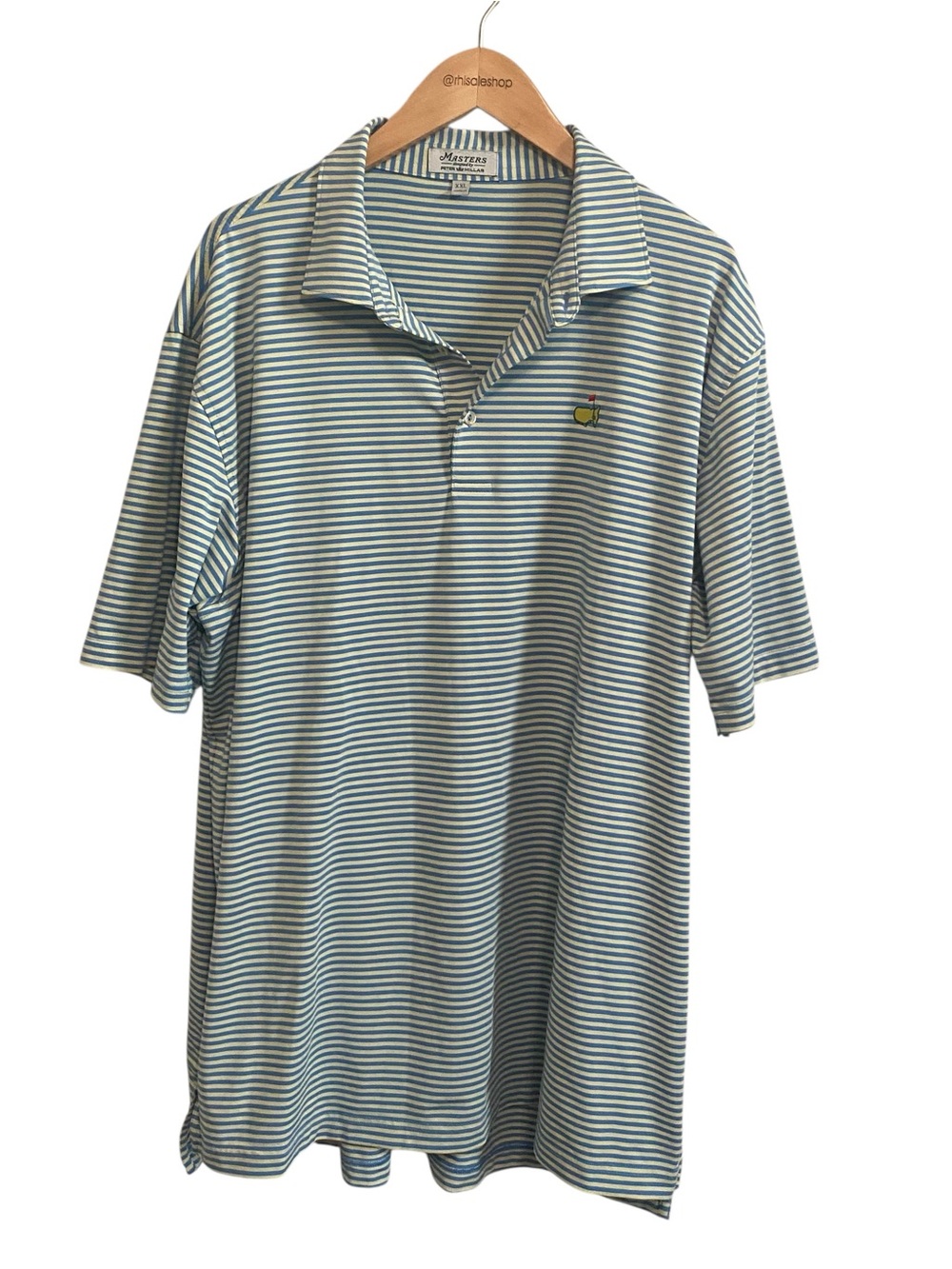 Masters Designed by Peter Millar Blue and Yellow Stripe Golf Polo Size XXL